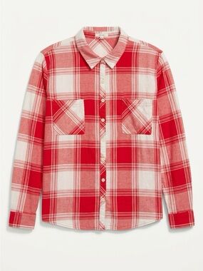 Maurices Red and White Plaid Button-Down Shirt